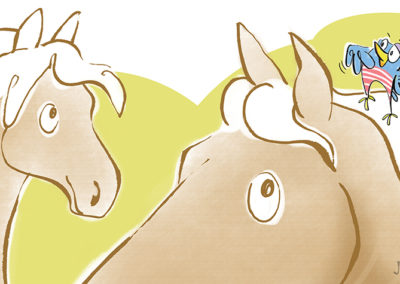 picture book illustration of horses