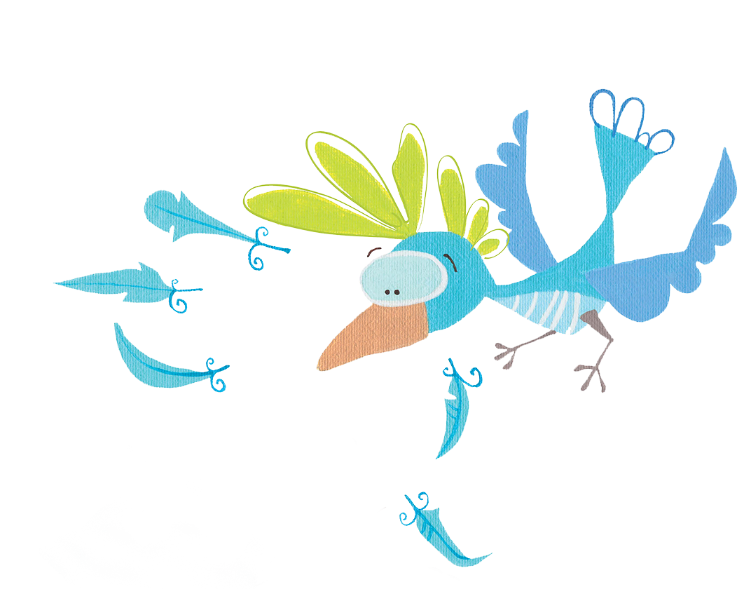 Children's illustration of blue bird