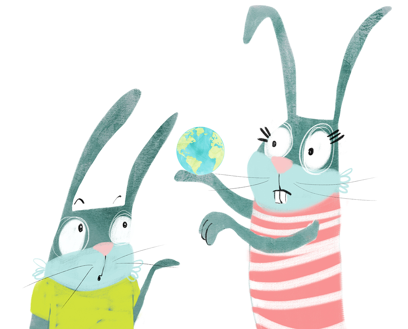 picture book illustration of rabbits