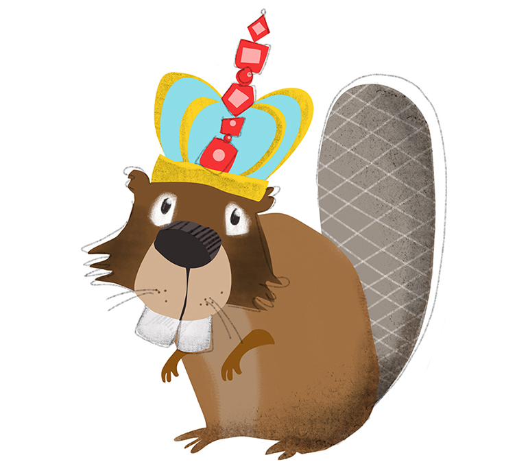 Illustration of a beaver wearing a crown
