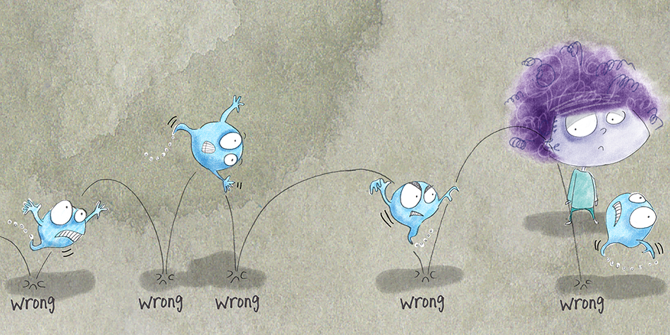 Children's Picture Book Illustrations - The Cold Little Voice Bouncing Picture book illustration of a sad child