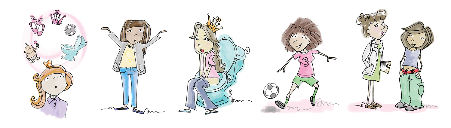 Custom illustration of women in various situations