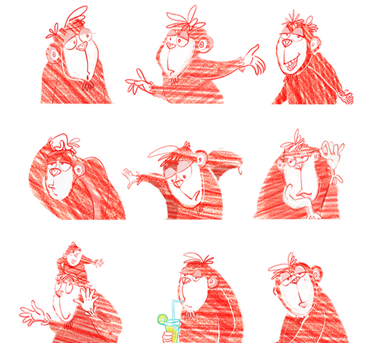 Illustrations of a gorilla