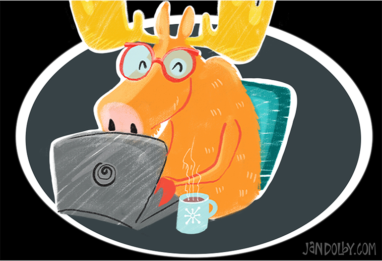 illustration of a moose on a computer