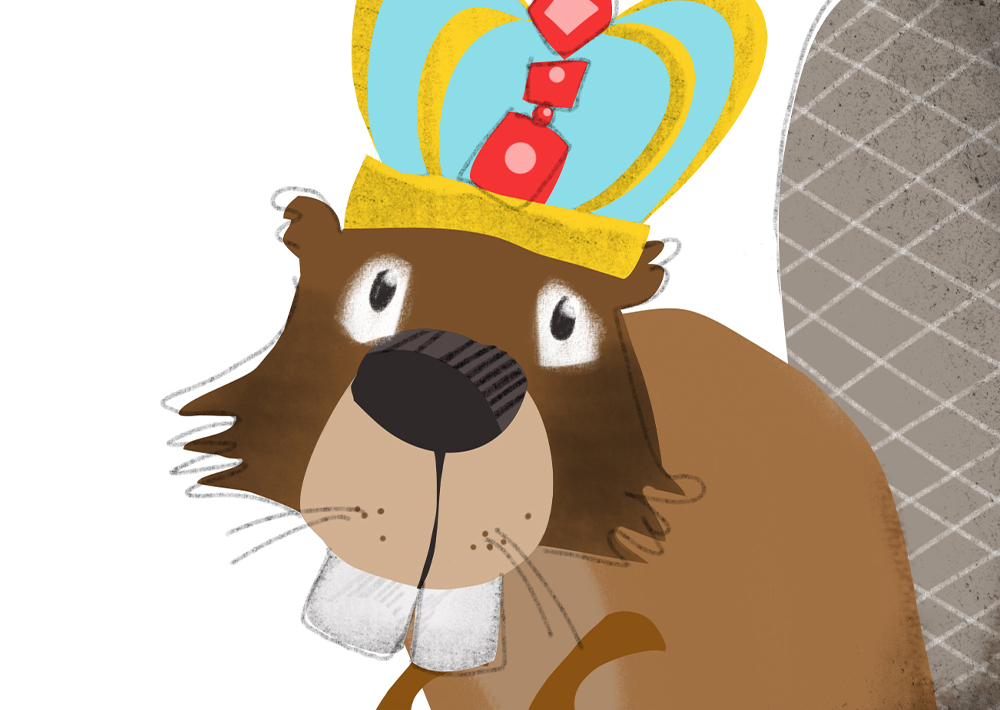 Illustration of a beaver wearing a crown