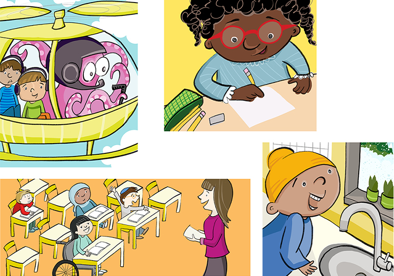 Children's illustrations for a book about math