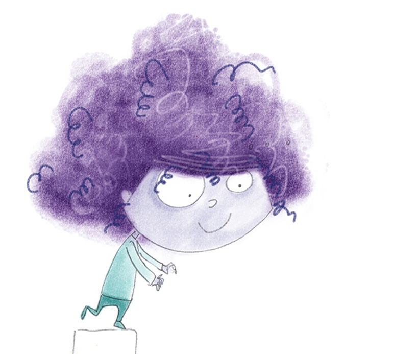 Illustration of purple hair kid