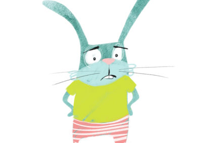 illustration of a green bunny rabbit by children's illustrator Jan Dolby