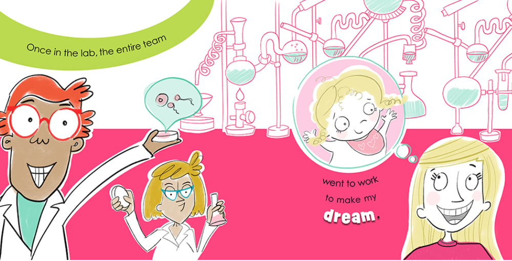 illustration of scientists using IVF