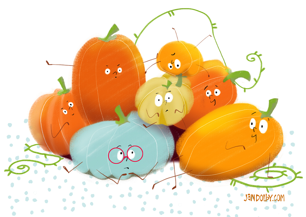 illustration of a pile of Pumpkin People