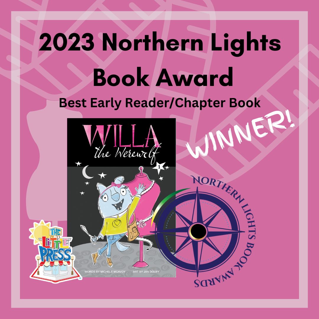 a pink square Northern Lights book award 2023
