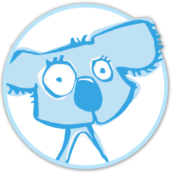 illustration of a blue koala bear sticker