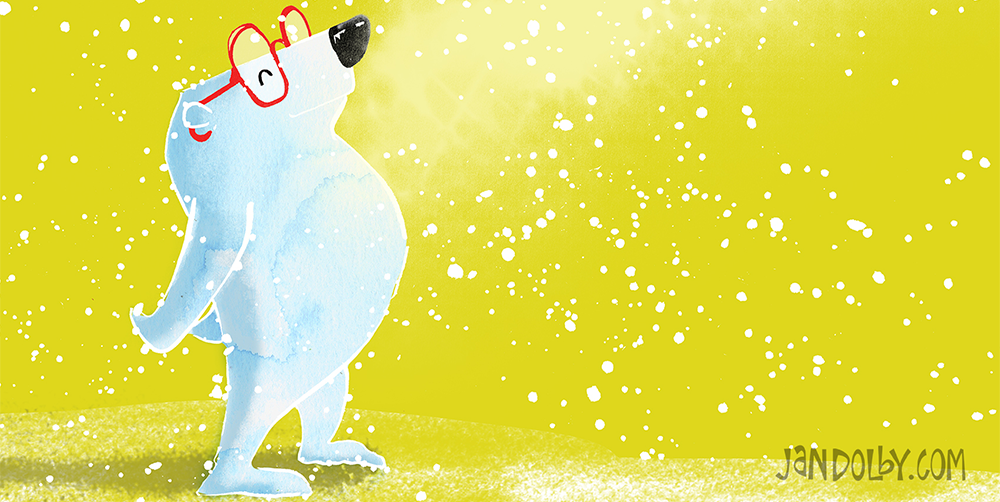 illustration of a polar bear in the sunshine