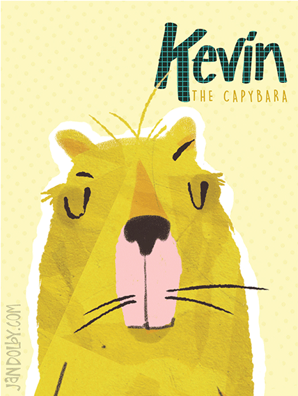 illustration of a yellow capybara by Jan Dolby