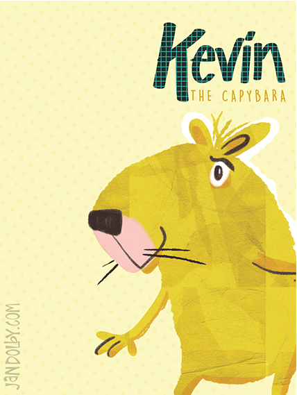 illustration of a yellow capybara by Jan Dolby