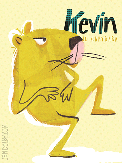 illustration of a yellow capybara spying